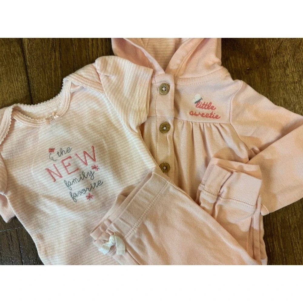 Carters Baby Girl 6 Months Outfit Pants Bodysuit Jacket Little Sweetie Pink 3 PC